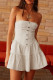 White Celebrities Solid Color Buckle Ruched Patchwork Strapless Strapless Dresses