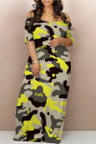Tibetan Blue Casual Geometric Print Butterfly Print Contrast Off Shoulder Printed Dresses