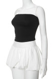 White Sexy Casual Solid Color Backless Strapless Sleeveless Two Pieces