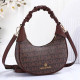 Brown Street Letter Print Zipper Patchwork Bags