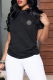 Black Casual Geometric Print O Neck T-Shirts