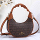 Red-brown Street Letter Print Zipper Patchwork Bags