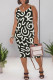 Black Casual Geometric Print Contrast V Neck Printed Dresses