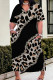 Black Casual Print Pocket Patchwork V Neck Straight Plus Size Dresses