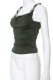 Green Sexy Backless Spaghetti Strap Tops