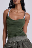 Green Sexy Backless Spaghetti Strap Tops