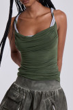 Green Sexy Backless Spaghetti Strap Tops