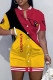 Yellow Street Print Pocket Buckle O Neck Outerwear