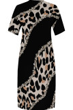 Purple Casual Print Pocket Patchwork V Neck Straight Plus Size Dresses