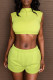Yellow Sexy Solid Color Patchwork O Neck Sleeveless Two Pieces