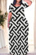 Black Casual Daily Geometric Print Contrast O Neck Printed Dresses
