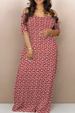Green Yellow Casual Print Backless Patchwork Off Shoulder Long Dresses