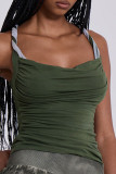 Green Sexy Backless Spaghetti Strap Tops