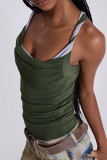 Green Sexy Backless Spaghetti Strap Tops