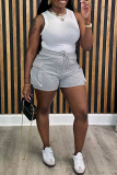 Army Green Casual Sportswear Solid Color Pocket Bodycon High Waist Conventional Solid Color Shorts