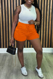 Army Green Casual Sportswear Solid Color Pocket Bodycon High Waist Conventional Solid Color Shorts