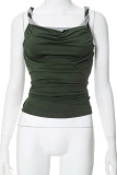 Green Sexy Backless Spaghetti Strap Tops
