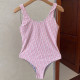 Pink Sportswear Letter Print Patchwork Swimwears