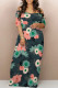 Navy Blue Casual Floral Print Patchwork Off Shoulder Printed Dresses
