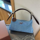 Dark Blue Street Daily Letter Metal Accessories Trim Zipper Patchwork Bags