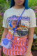 White Casual Figure Print Letter Print O Neck T-Shirts