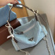 Light Blue Street Daily Letter Metal Accessories Trim Zipper Patchwork Bags