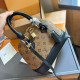 Black Brown Daily Celebrities Letter Print Zipper Patchwork Contrast Bags