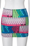 Colour Sexy Print Patchwork Skinny Low Waist Conventional Full Print Bottoms