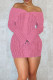 Peach Sexy Solid Color Buckle See-Through Patchwork Off Shoulder Wrapped Skirt Dresses