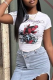 White Casual Animal Print O Neck T-Shirts