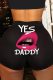 Black Casual Lips Print Letter Print Basic Skinny High Waist Conventional Positioning Print Shorts