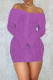 violet Sexy Solid Color Buckle See-Through Patchwork Off Shoulder Wrapped Skirt Dresses