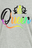 Light Gray Casual Street Letter Print O Neck T-Shirts