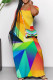 Yellow Casual Geometric Print Pocket Patchwork V Neck Straight Dresses