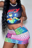 Colour Sexy Print Patchwork Skinny Low Waist Conventional Full Print Bottoms