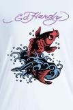 White Casual Animal Print O Neck T-Shirts