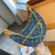 Deep Blue Street Hip Hop Letter Print Chains Patchwork Bags