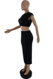 Orange Casual Solid Color Basic O Neck Sleeveless Two Pieces