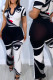 Black Casual Print Patchwork V Neck Short Sleeve Two Pieces