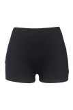 Black Casual Lips Print Letter Print Basic Skinny High Waist Conventional Positioning Print Shorts