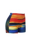 Black Pink Casual Sportswear Print Basic Skinny High Waist Conventional Positioning Print Shorts