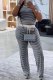 Black Casual Daily Striped Print Pocket Patchwork O Neck Short Sleeve Two Pieces