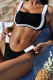 Black Sportswear Backless Patchwork Swimwears(With Paddings)