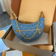 Light Blue Street Hip Hop Letter Print Chains Patchwork Bags