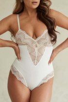 White Sexy Solid Color Patchwork Backless Bustiers