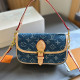 Blue Casual Street Letter Print Patchwork Bags