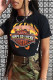 Yellow Casual Letter Print Hollow Out O Neck T-Shirts