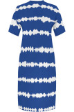 Black Casual Daily Striped Print Pocket Contrast V Neck Printed Plus Size Dresses