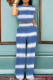 Blue Casual Tie Dye Pocket Patchwork O Neck Short Sleeve Two Pieces