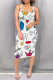 Multi-color Casual Daily Graffiti Print Lips Print U Neck Printed Dresses